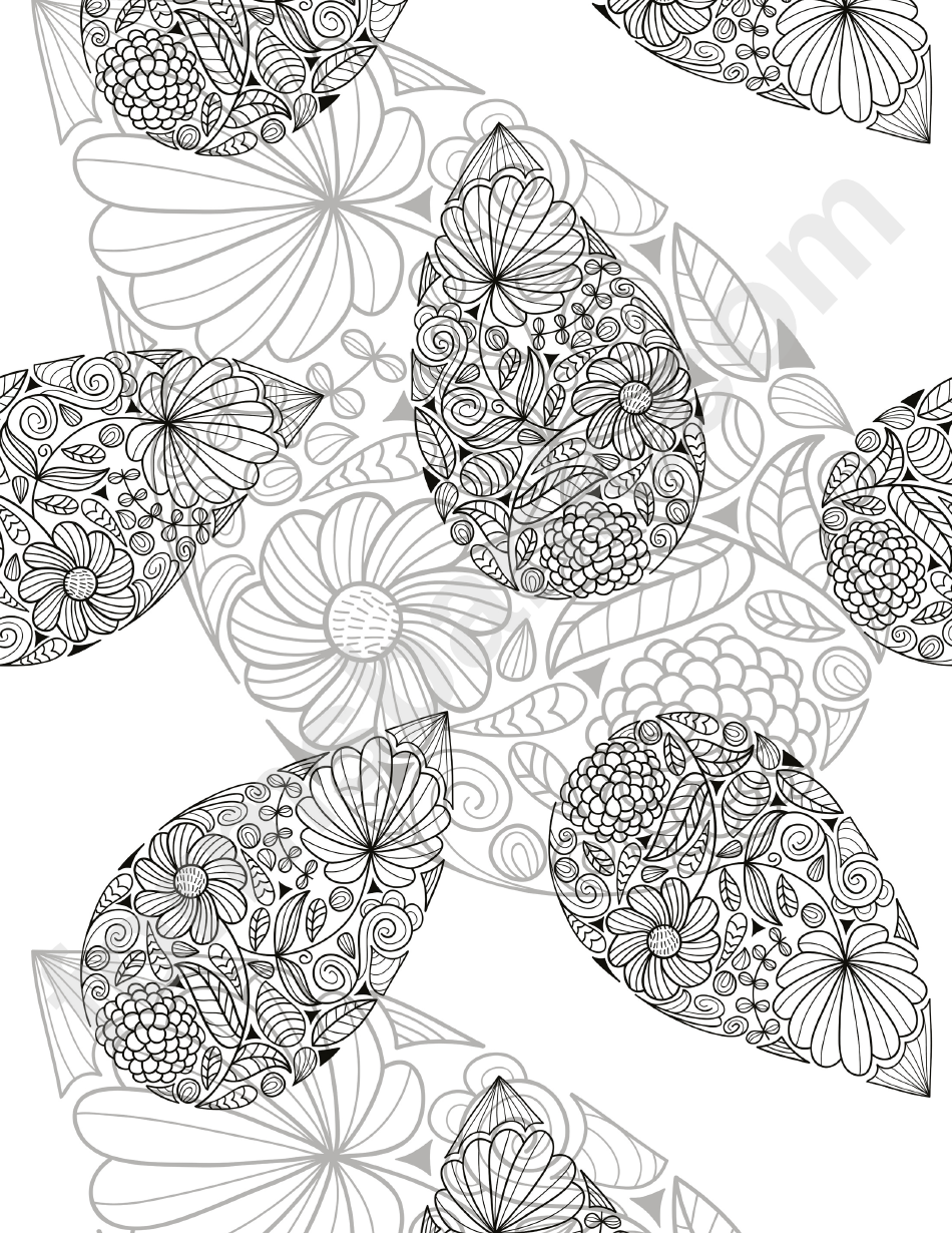 Leaf And Flowers Abstract Coloring Sheet
