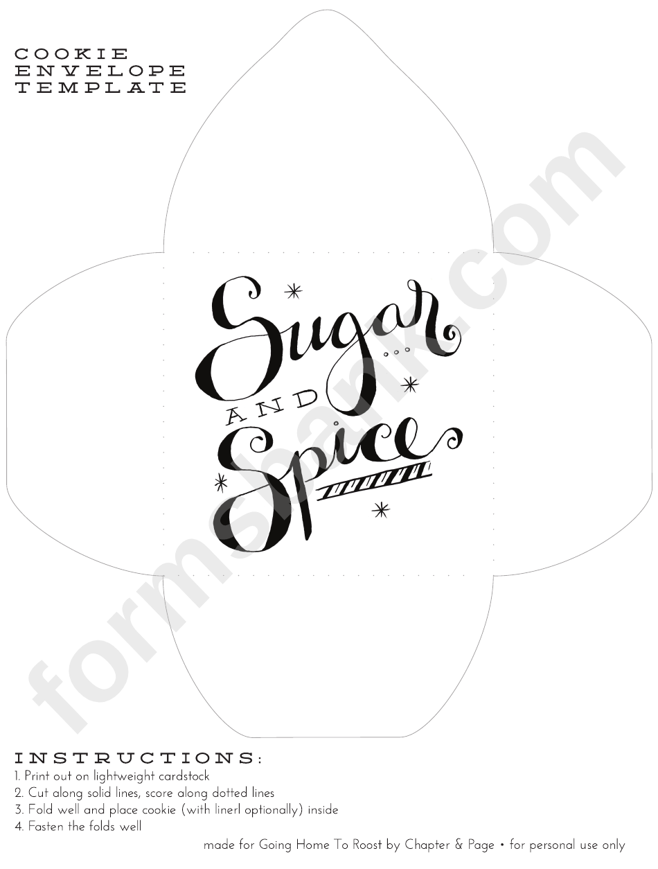 Sugar And Spice Cookie Envelope Template