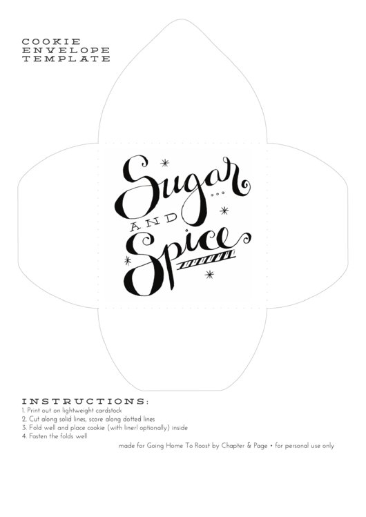 Sugar And Spice Cookie Envelope Template Printable pdf