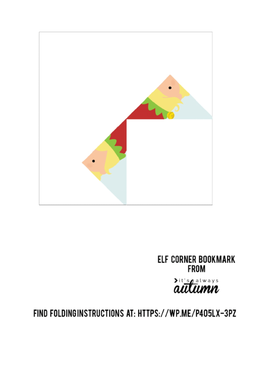 Corner Bookmark Template - Elf Origami Printable pdf