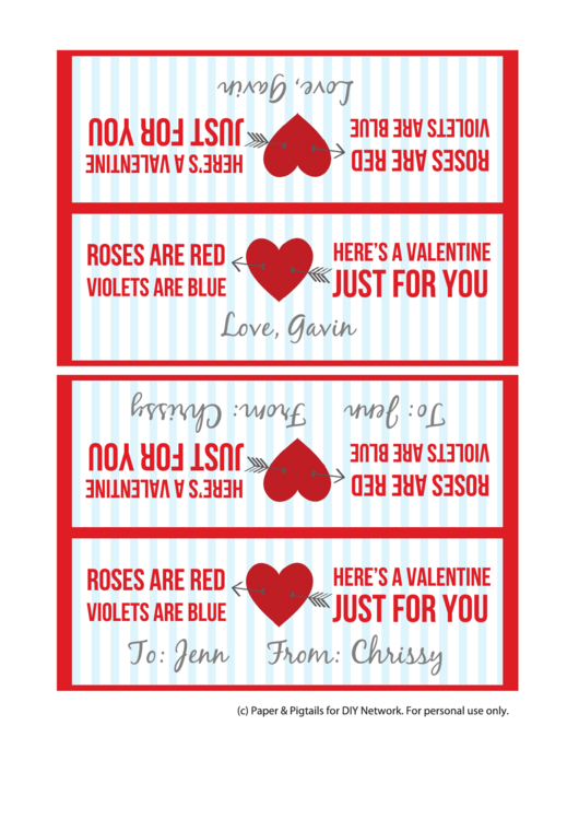 Valentine Bag Toppers Template - Fillable