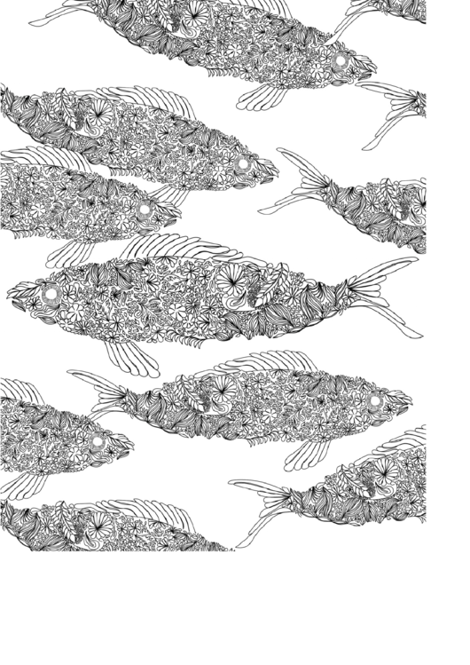 Abstract Fishes Hard Coloring Sheet Printable pdf