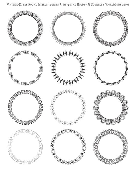 Fillable Vintage Style Round Labels Templates Printable pdf