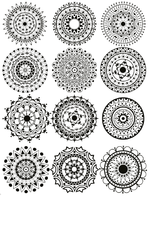 Black/white Small Mandalas Templates Printable pdf