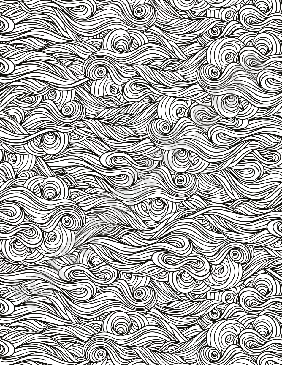 Abstract Waves Hard Coloring Sheet