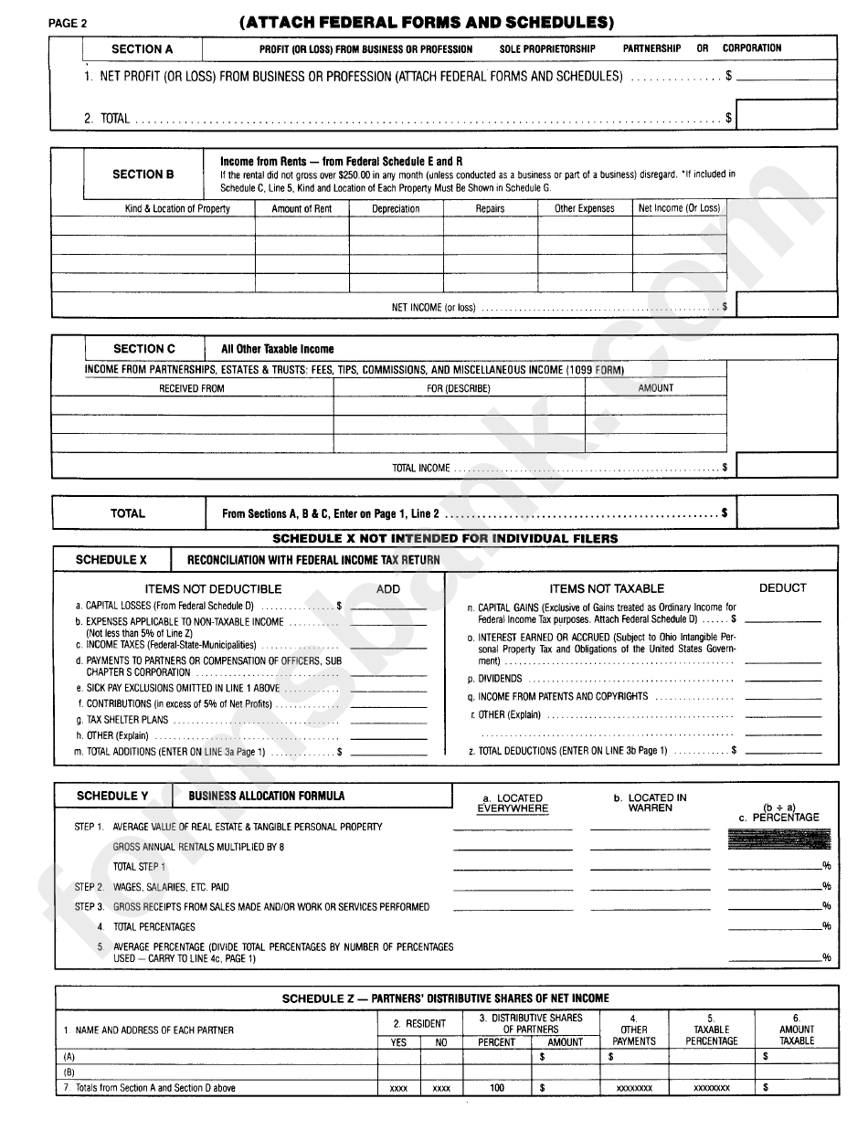 Warren City Income Tax Return - 2000