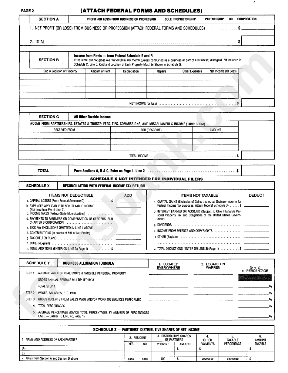 Warren City Income Tax Return - 2000