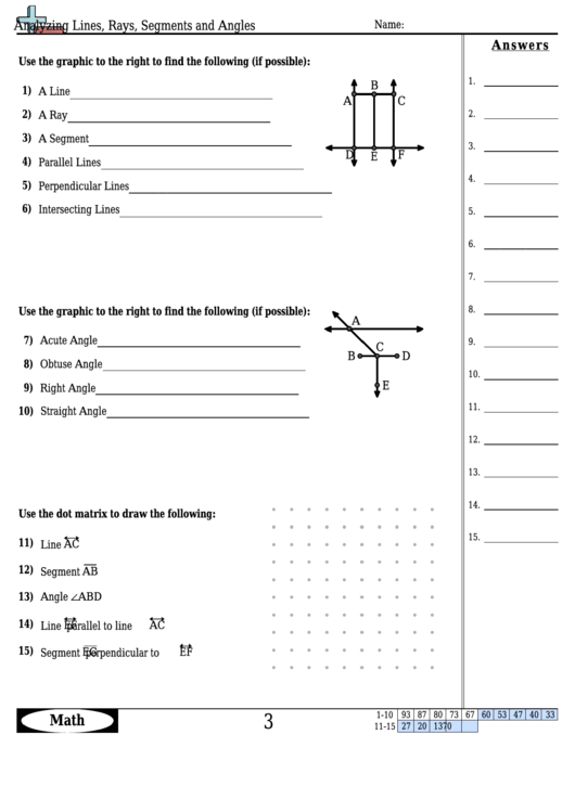 Analyzing Lines, Rays, Segments And Angles Worksheet Template With ...