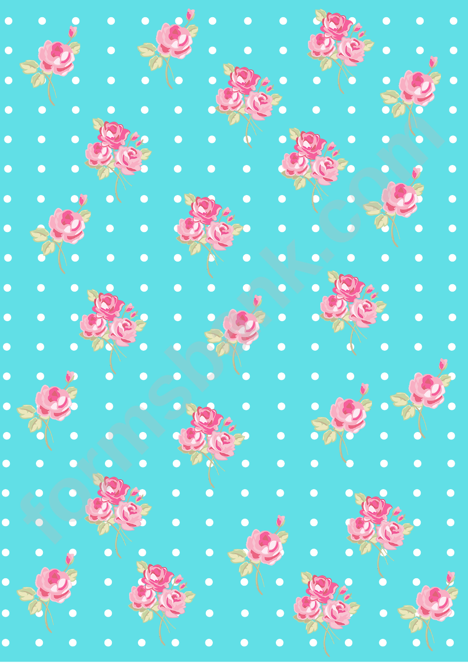 Flower On Blue Dotted Background Pattern Template