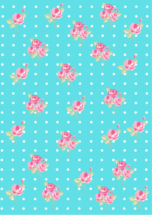 Flower On Blue Dotted Background Pattern Template Printable pdf