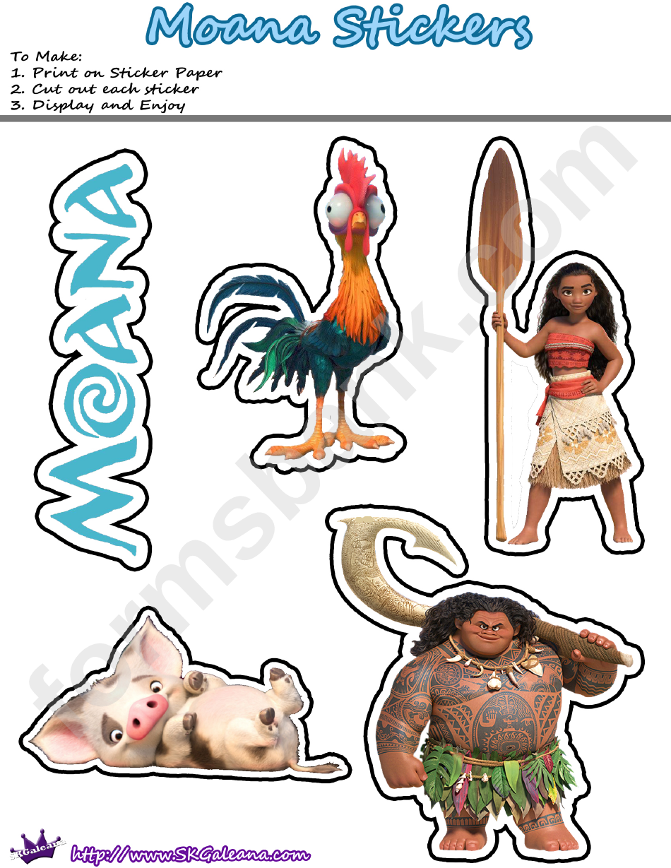 Moana Stickers Templates
