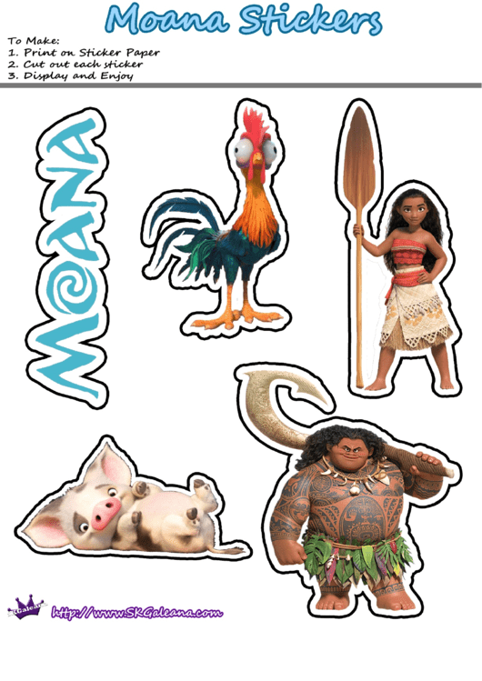 Moana Stickers Templates Printable pdf