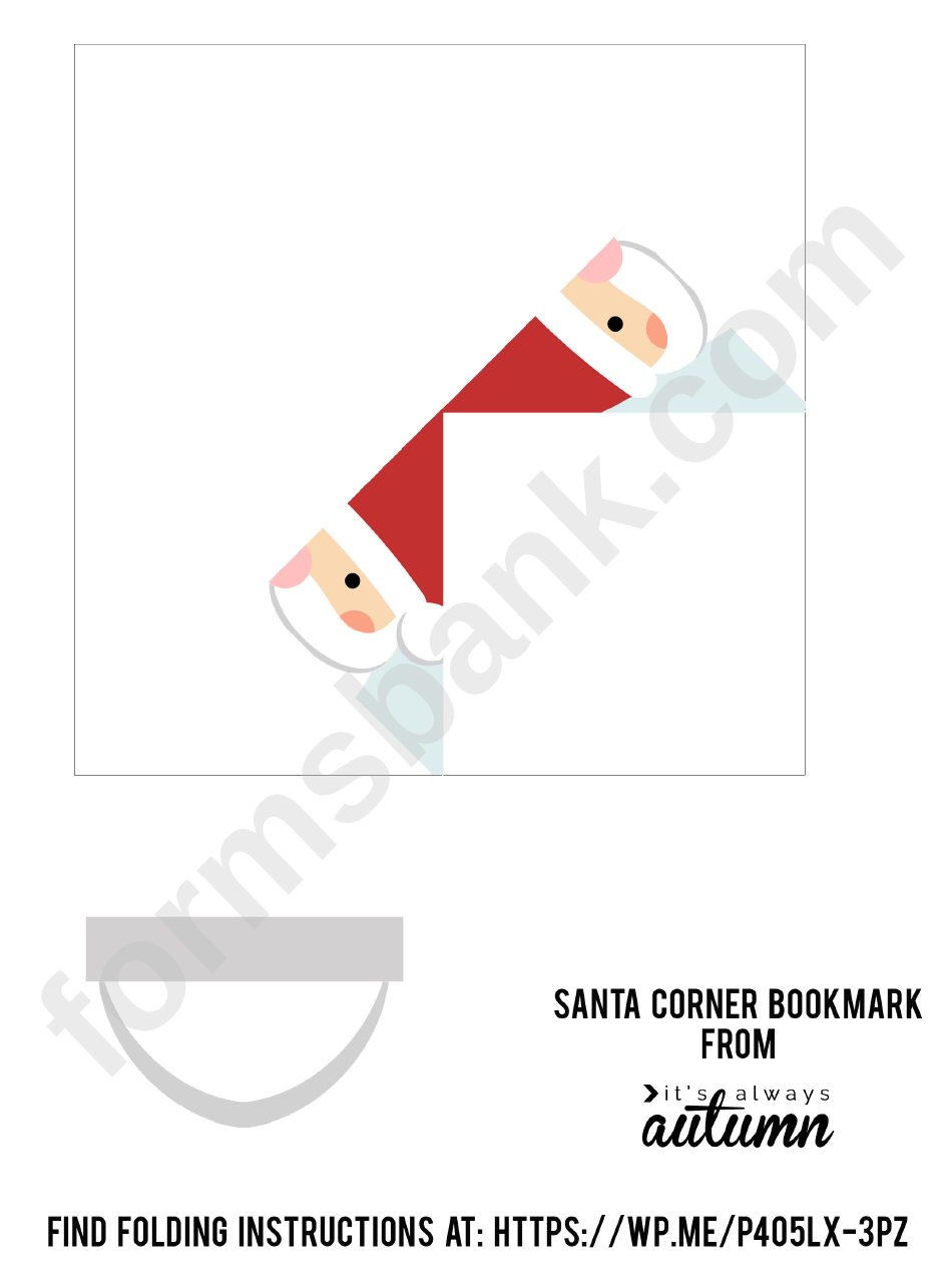 Corner Bookmark Template - Santa Origami