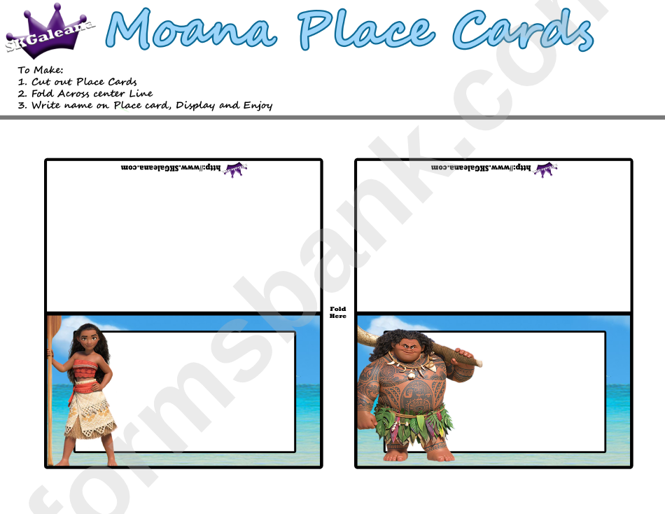 Moana Place Cards Template