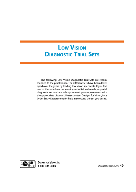 Low Vision - Diagnostic Trial Sets Printable pdf