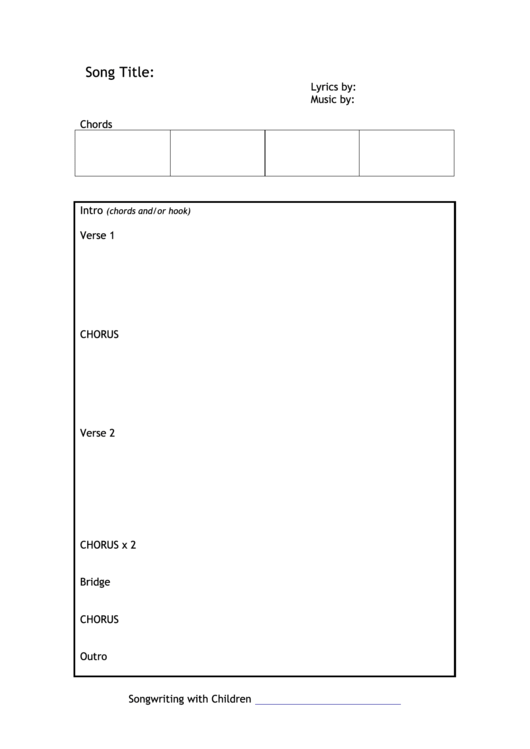 Songwriting Template printable pdf download