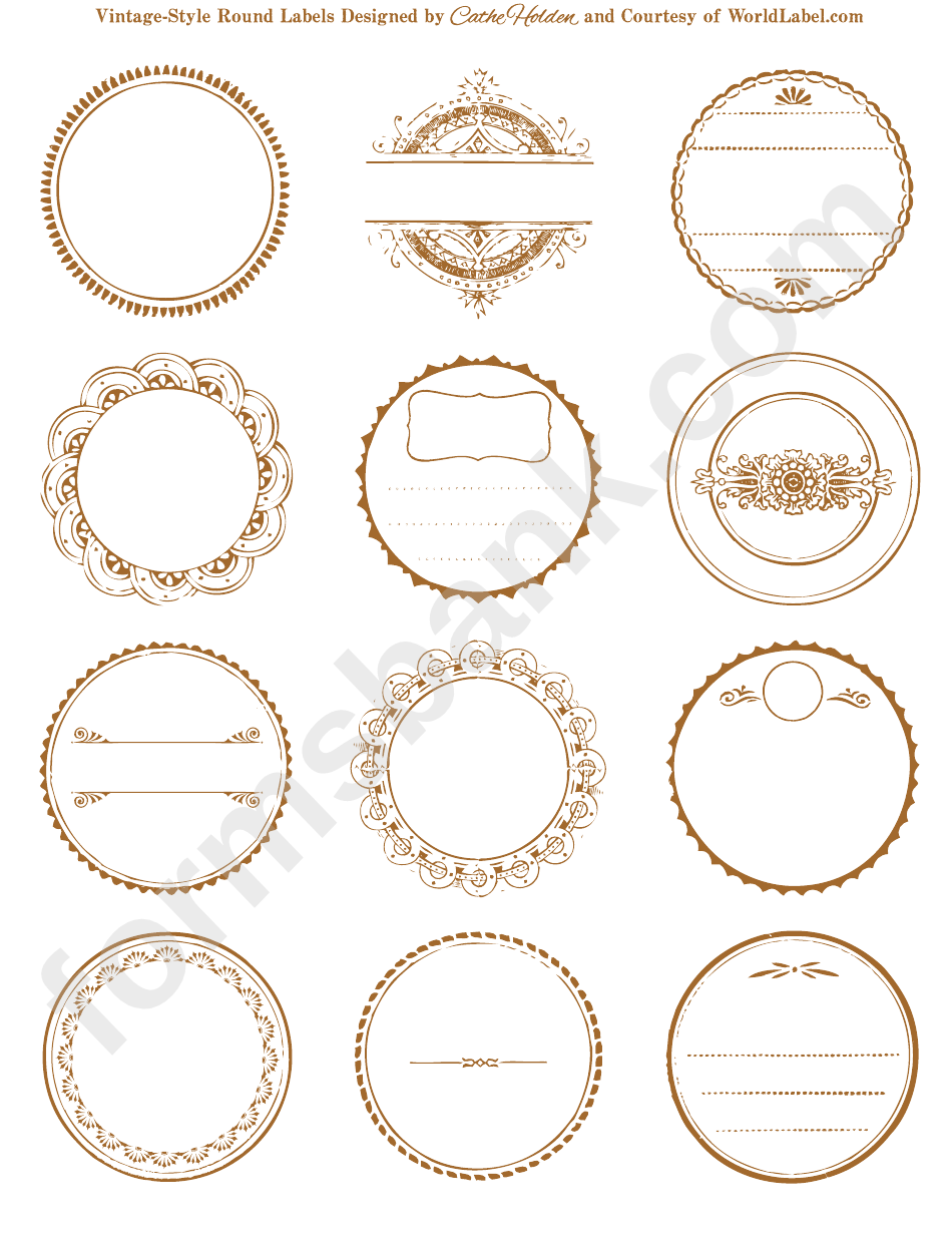 Vintage-Style Round World Label Template Set