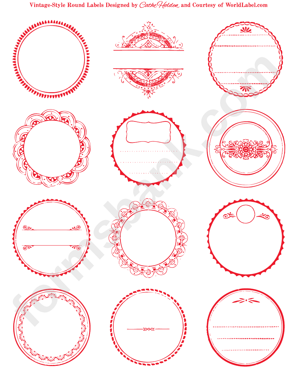 Vintage-Style Round World Label Template Set