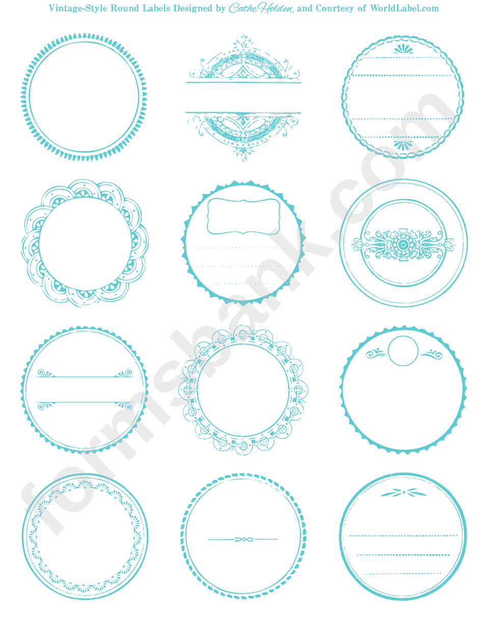 Vintage-Style Round World Label Template Set