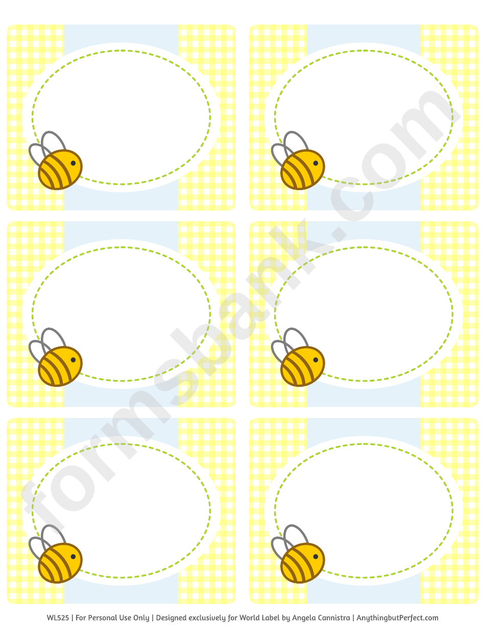 Bumble Bee Shower Multi-Purpose Label Template