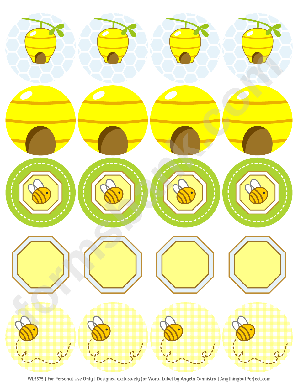 Bumble Bee Shower Circle Label Template