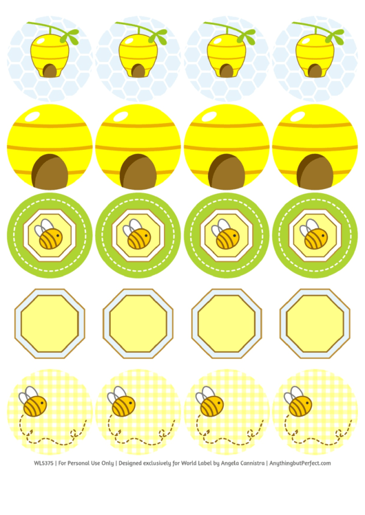 Fillable Bumble Bee Shower Circle Label Template Printable pdf