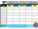 Weekly Homework Calendar Template
