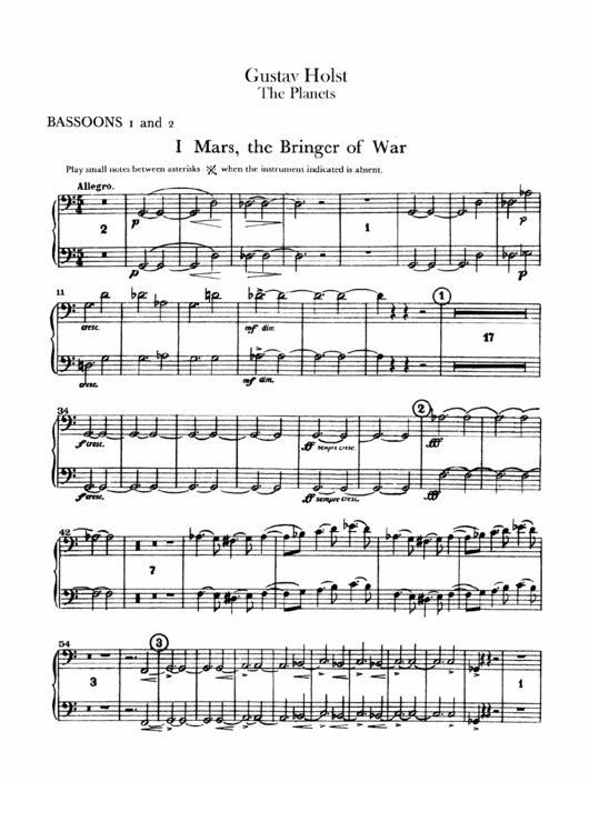 Gustav Holst - The Planets Sheet Music Printable pdf