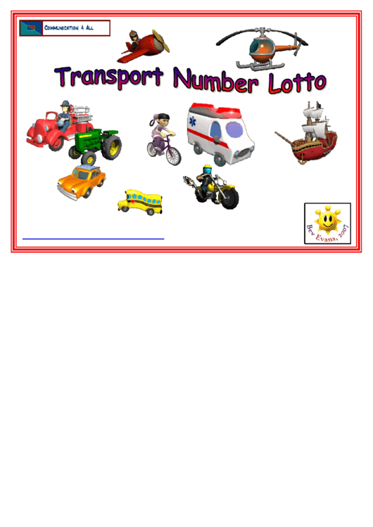 Transport Number Lotto Chart Printable pdf