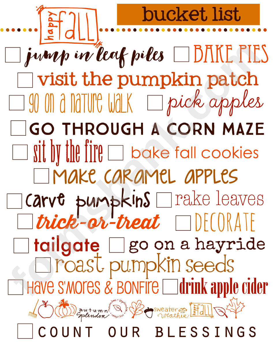 Bucket List Template printable pdf download