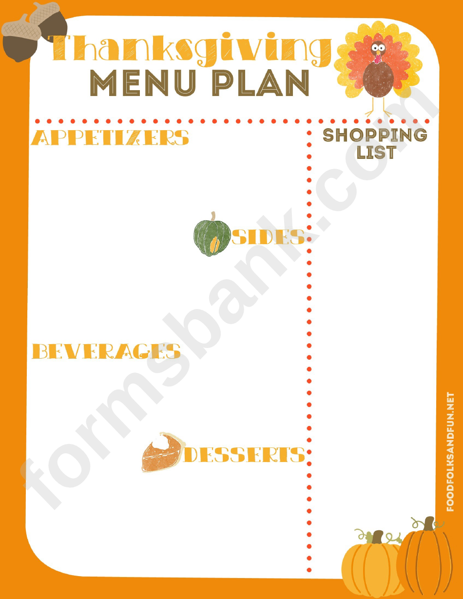 Thanksgiving Menu Plan Template printable pdf download