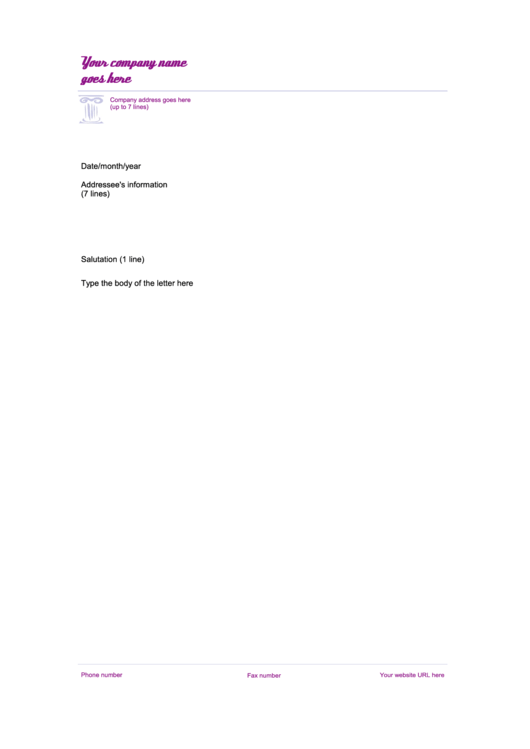Fillable Purple Company Letterhead Template Printable pdf