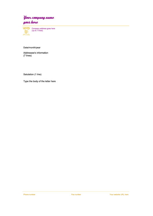 Fillable Yellow A4 Company Letterhead Template Printable pdf