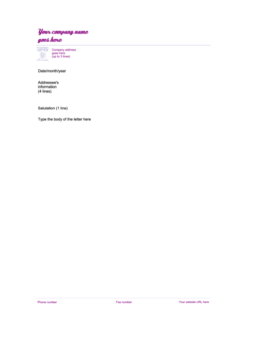 Fillable Purple Letter Company Letterhead Template Printable pdf