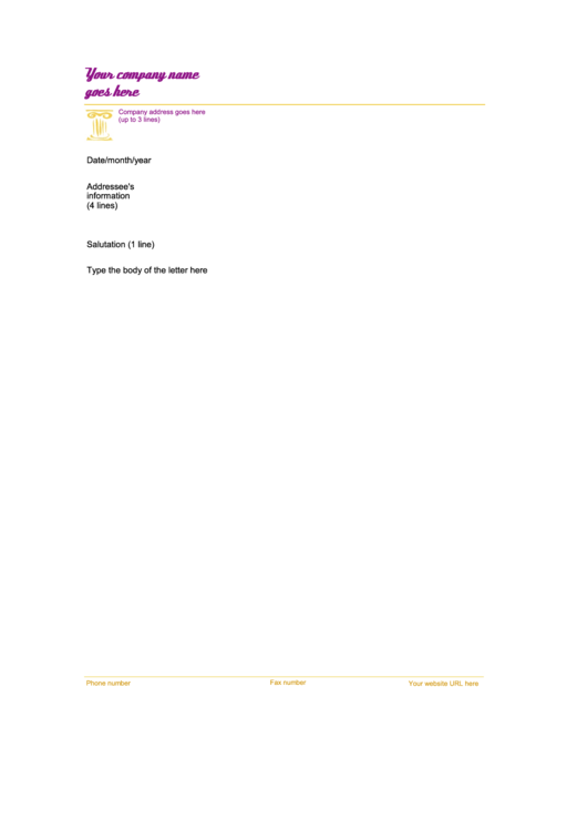 Fillable Yellow Letter Company Letterhead Template Printable pdf