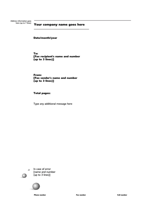 Fillable A4 Fax Cover Sheet Printable pdf