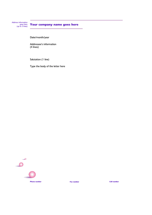 Fillable Letter Purple Letterhead Template Printable pdf