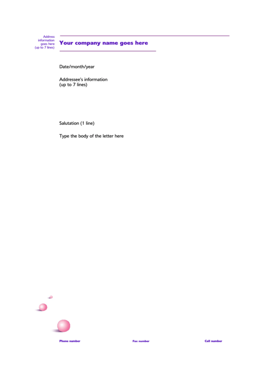 Fillable A4 Purple Letterhead Template Printable pdf