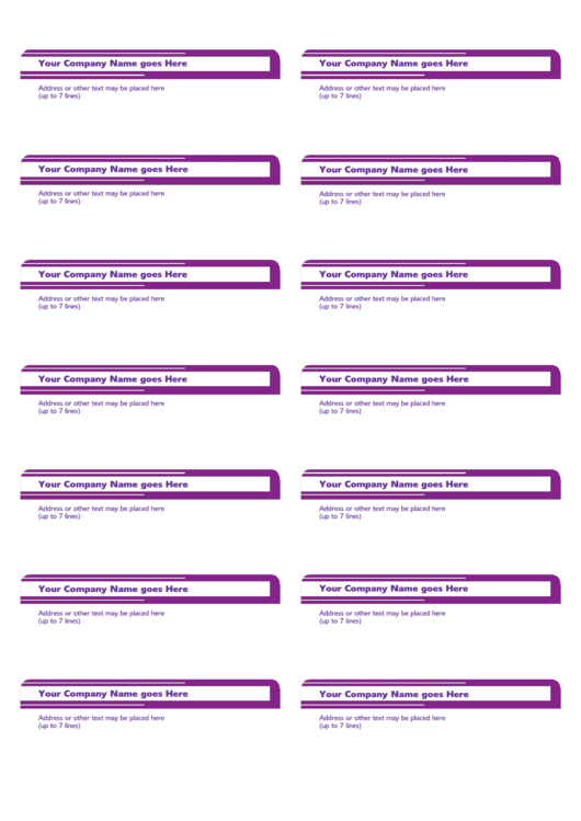 Fillable Purple Company Address Label Template Printable pdf