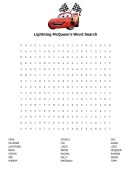 Lightning Mcqueen's Word Search Puzzle Template