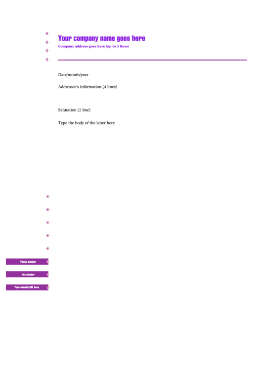 Fillable Letter Purple Letterhead Template Printable pdf