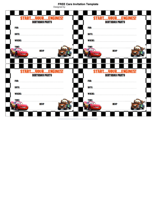 Cars Birthday Party Invitation Template Printable pdf
