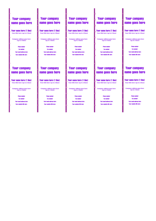 Fillable Purple Business Card Template Printable pdf