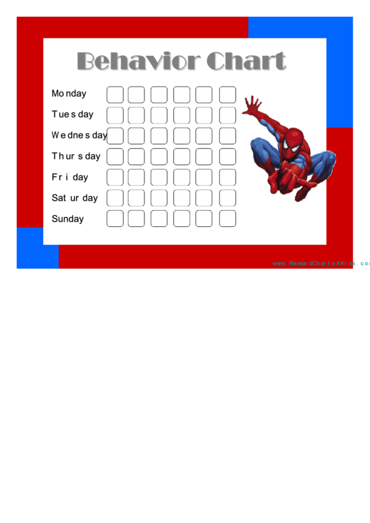 Spiderman Weekly Behavior Chart Printable pdf