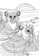 Two Lions Hard Coloring Sheet