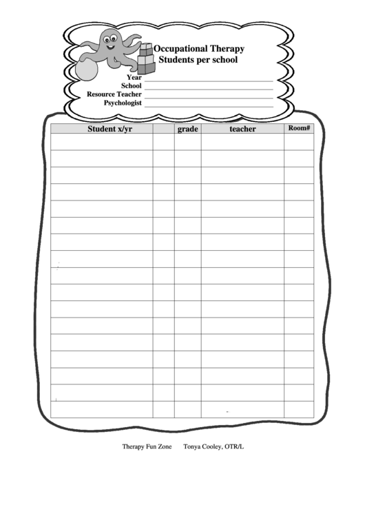 Occupational Therapy Students Per School Template Printable pdf