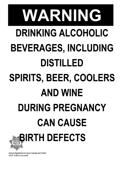 Warning - Arizona Department Of Liquor Licenses And Control Printable pdf