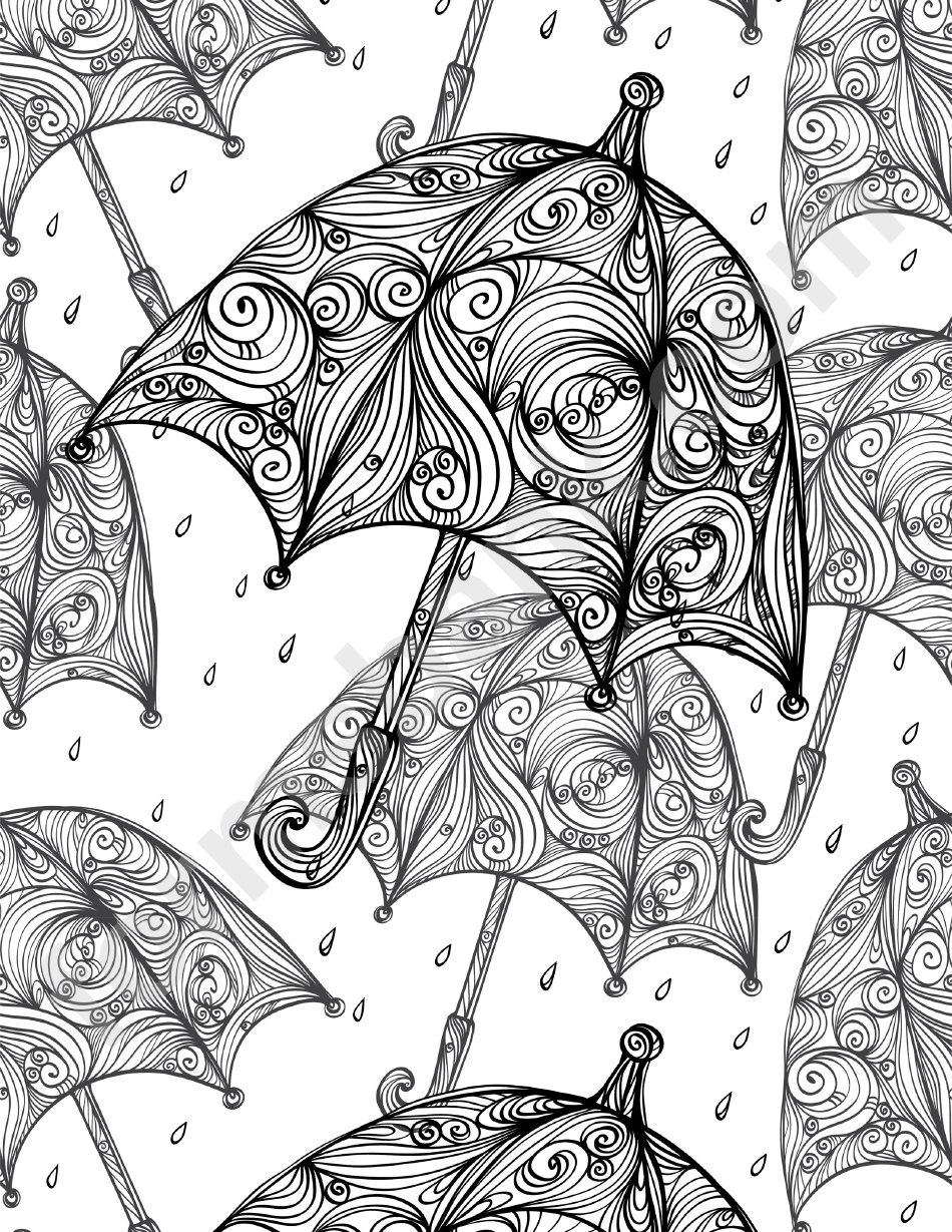 Umbrellas Abstract Coloring Sheet