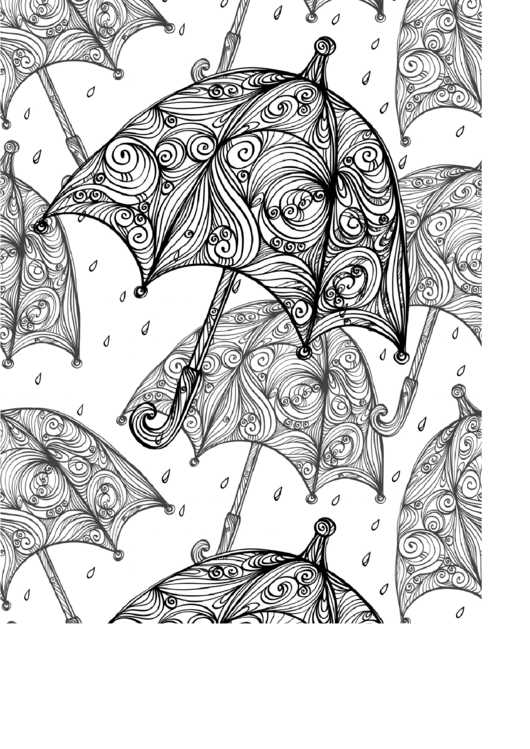 Umbrellas Abstract Coloring Sheet Printable pdf