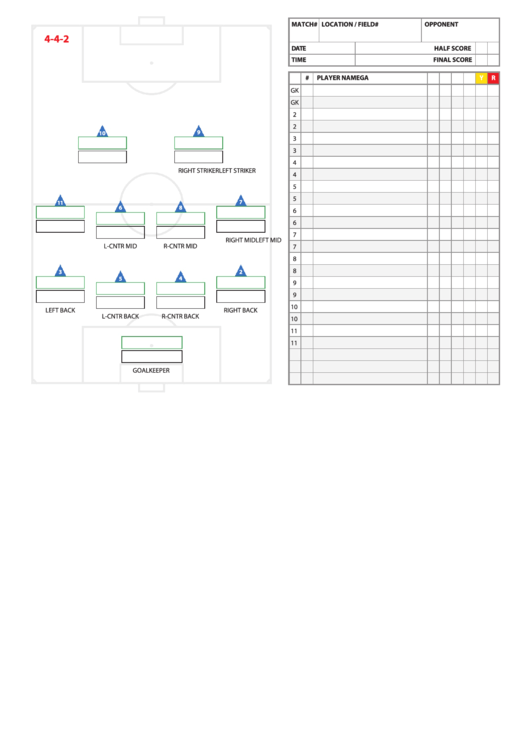 Fillable High School Soccer Lineup Sheet Printable pdf